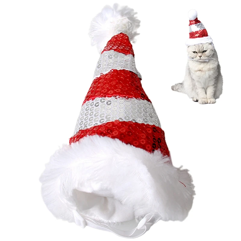 

1pc Dogs Hat Pet Santa Hat Adjustable Lovely Dog Costume Hat Puppy Headwear For Christmas Dog Cat Caps Pet Supplies New Year Cap