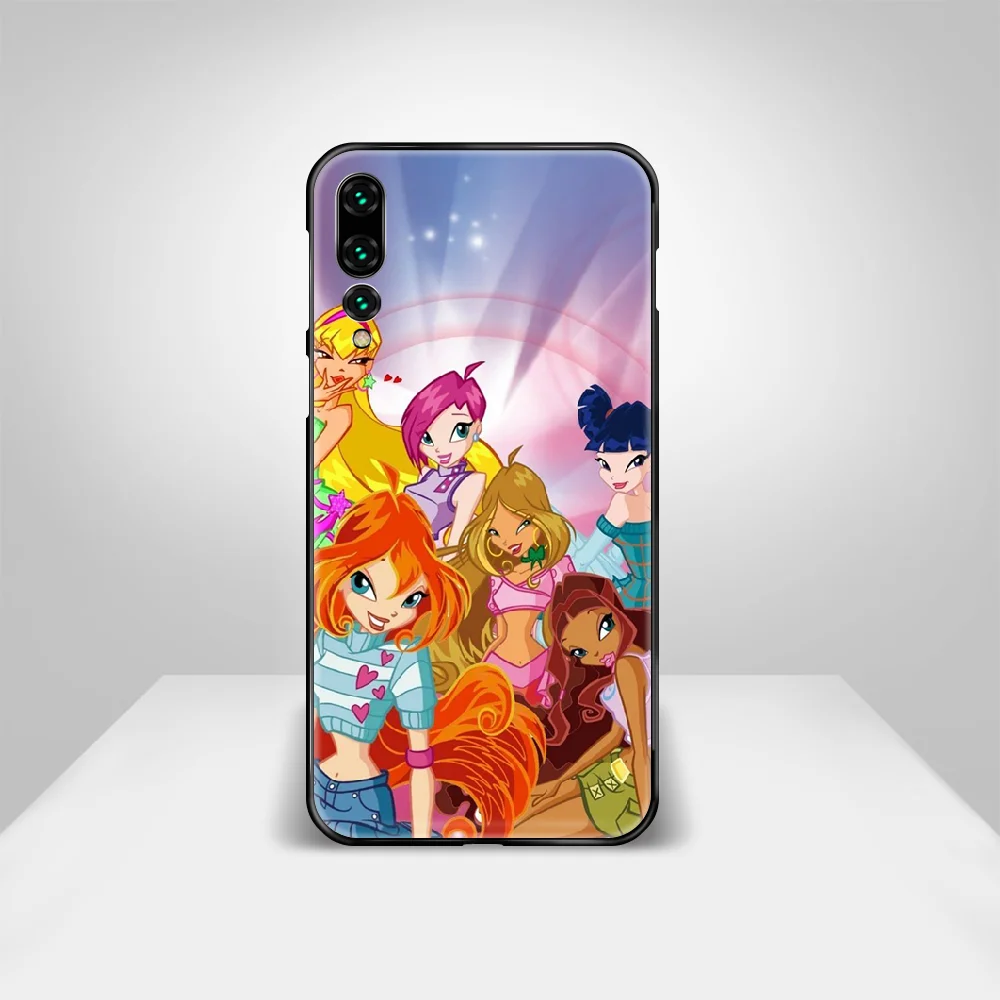 

cartoon lovely girl Winx Clubss Phone Case Cover Hull For Huawei P8 P9 P10 P20 P30 P40 Lite Pro Plus smart Z 2019 black hoesjes