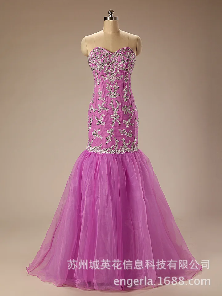 

new design mermaid beading crystals evening dress strapless sweetheart neck formal evening gowns Suknia Wieczorowa