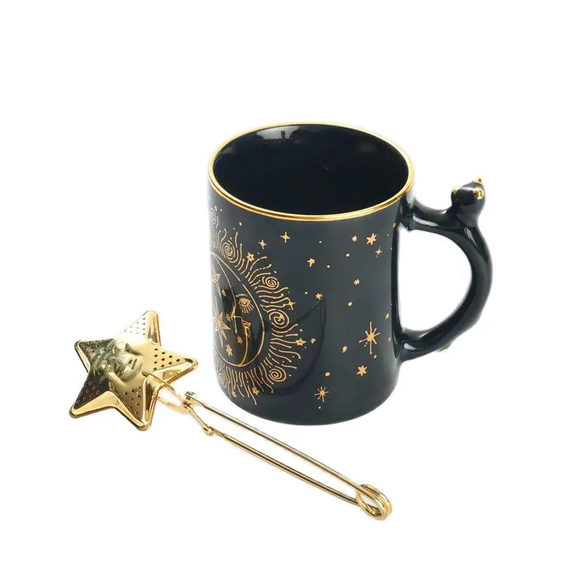 Кружка в скандинавском стиле со звездами черная чашка для молока и кофе