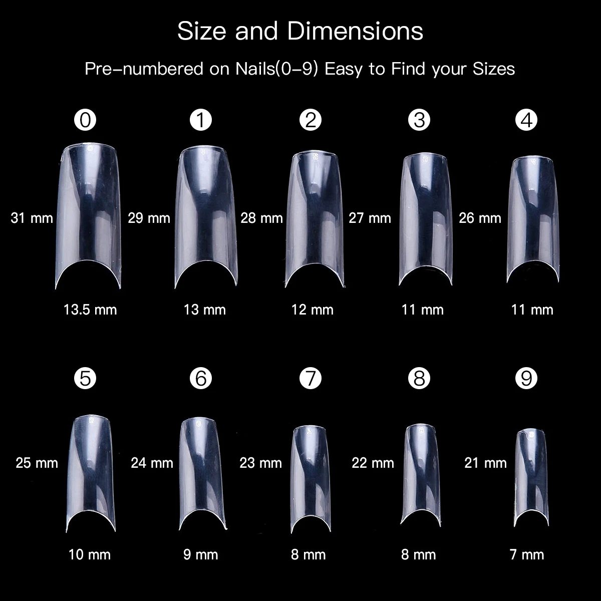 Накладные ногти 100 пакетов x 500 шт. накладные белые прозрачные натуральные для
