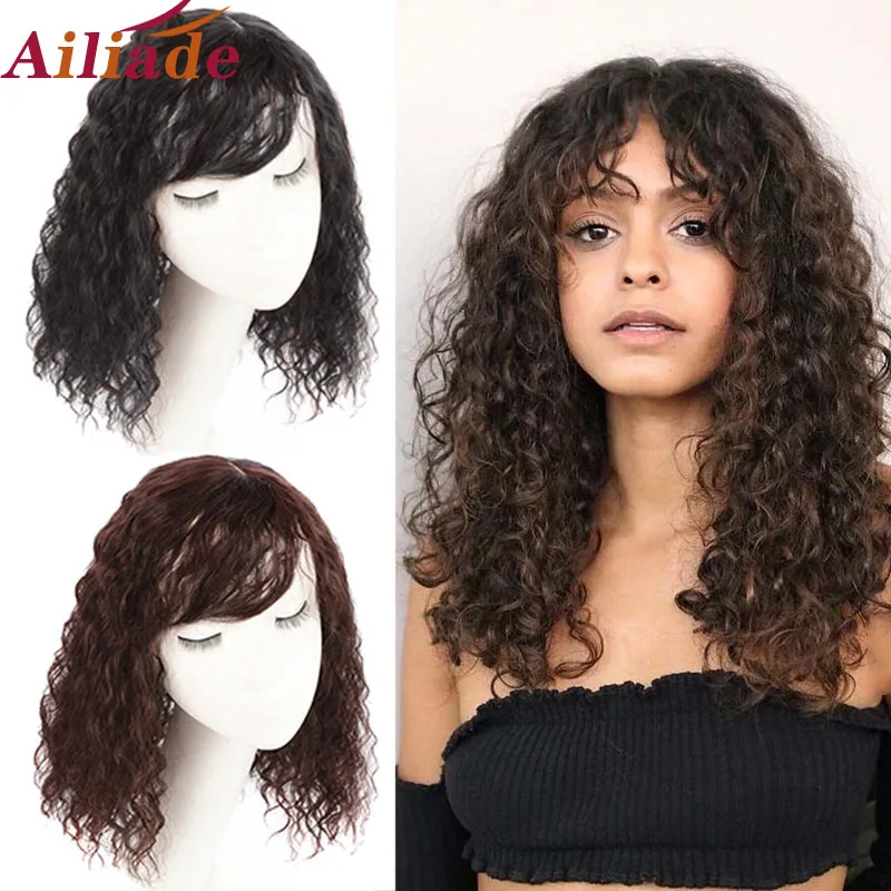 AILIADE женские Искусственные человеческие волосы волнистые кудрявые черные