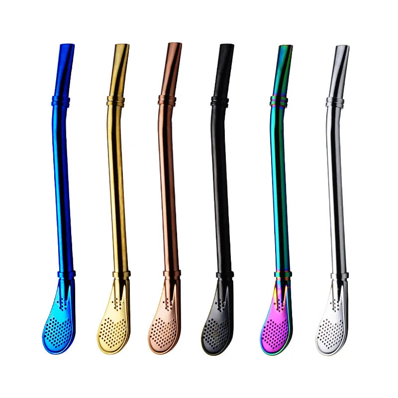 

2In1 304 Stainless Steel Reusable Drinking Straw Spoon Tea Ceremony Tools Straight Drinks Straw For Household Kitchen Tools,1PC