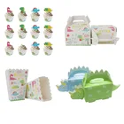 Бумажная коробка с тематикой динозавра, мешок для конфет на вечеринку джунглей, коробка для попкорна, украшения для вечеринки, кекса, дня рождения