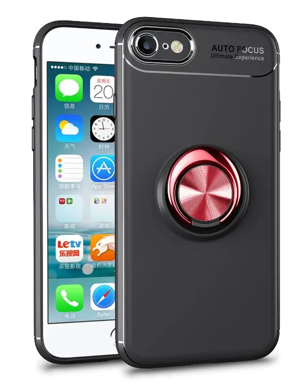 Чехол для iPhone 11 Pro XR XS 5 6 7 8 X ТПУ Скрытая подставка с автомобильным магнитом чехол для Apple iPhone 6 7 8 Plus XS MAX чехол Fundas - Цвет: Black Red