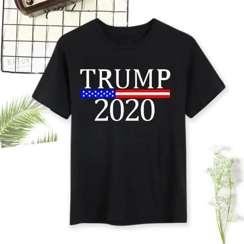 Трамп печать короткий рукав футболки Круглый вырез для женщин мужчин свободные