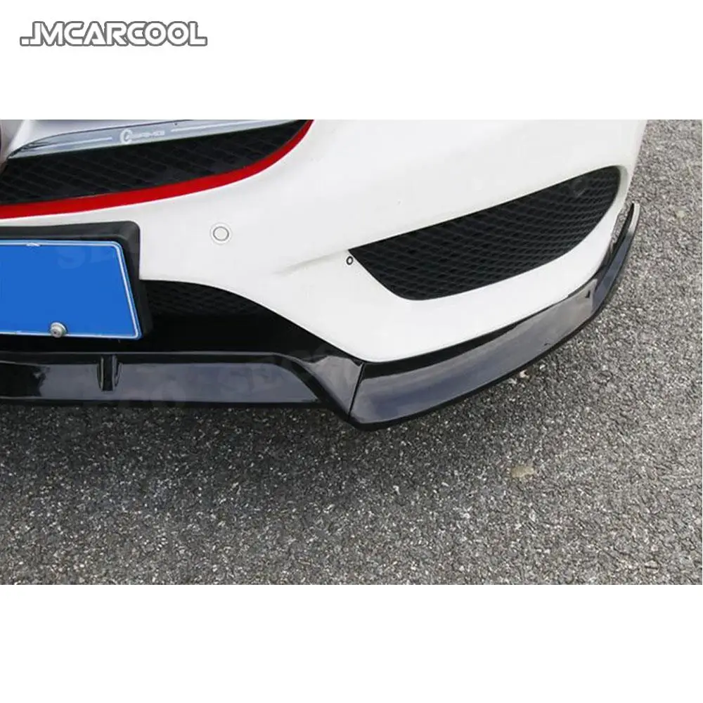For W205 Front Lip Spoiler Aprons Mercedes Benz C205 C200 C300 C43 AMG 2014-2019 3PCS ABS Black Bumper Guard | Автомобили и