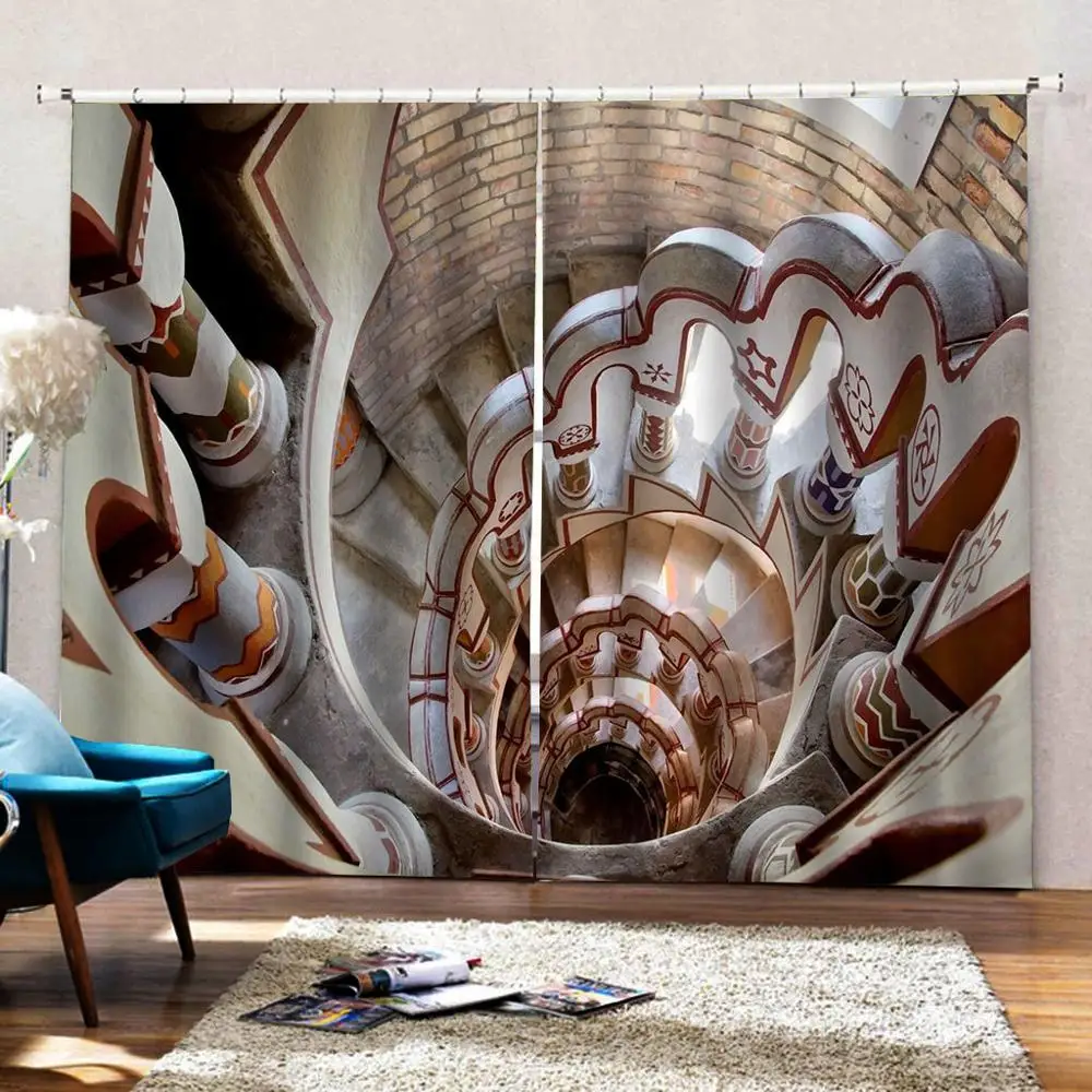 Прозрачные Занавески 3D для гостиной декор винтовой лестницы спальни плотные