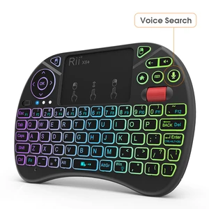 rii x8 i8 2 4g mini wireless keyboard with touchpad voice search led backlit rechargable li ion battery for android tv box pc free global shipping