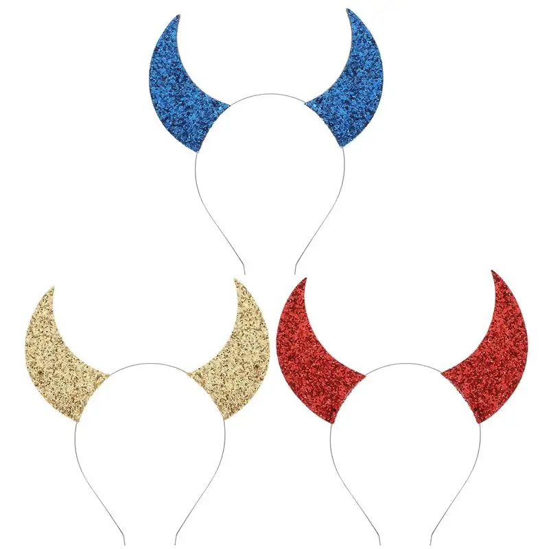 

3 шт., декоративные обручи для волос, в виде дьявольских рогов