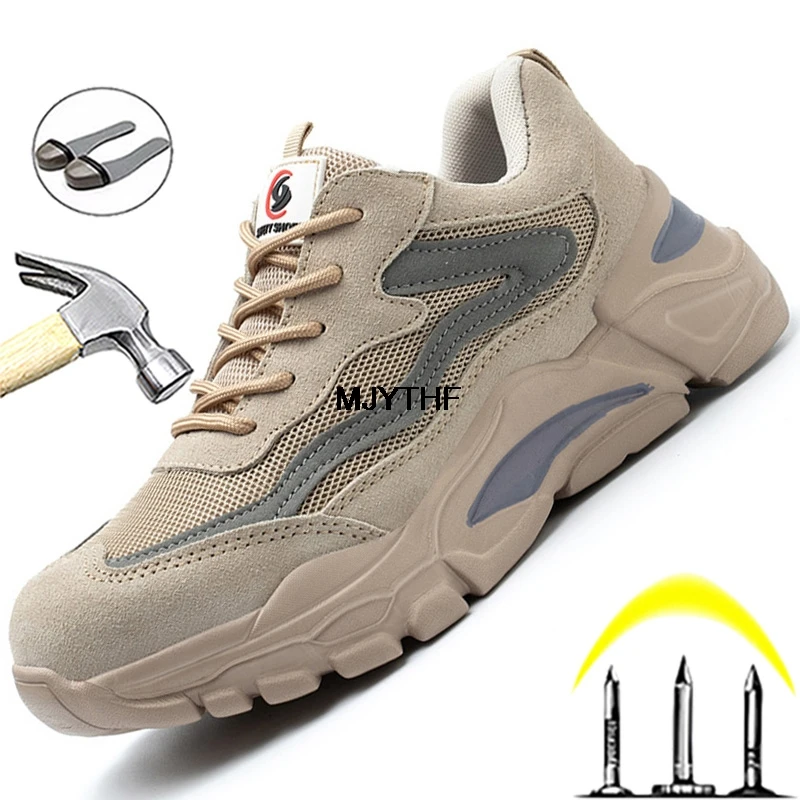 Nice Safety Shoes For Men Women Steel Toe Cap Work Shoes Breathable Light Sneaker Men Indestructible Safety Boots Couples Shoes