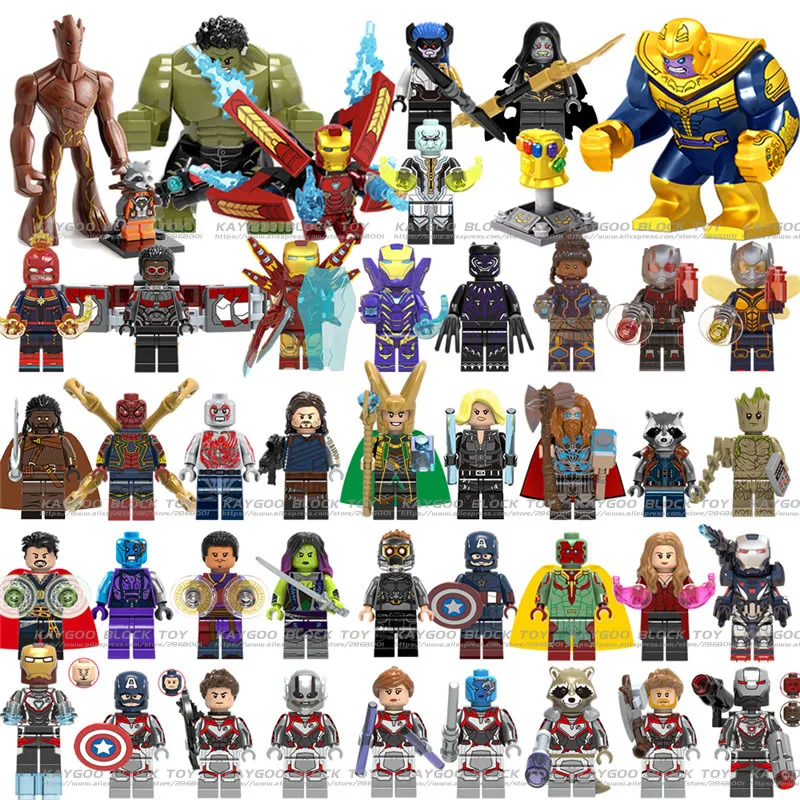 44pcs 34 шт./лот, строительные блоки Marvel, супергерои, Мстители, DC, Человек-паук, Бэтмен, Железный человек, танос, Тор, модели, набор кирпичей, детская игрушка - Цвет: 44pcs