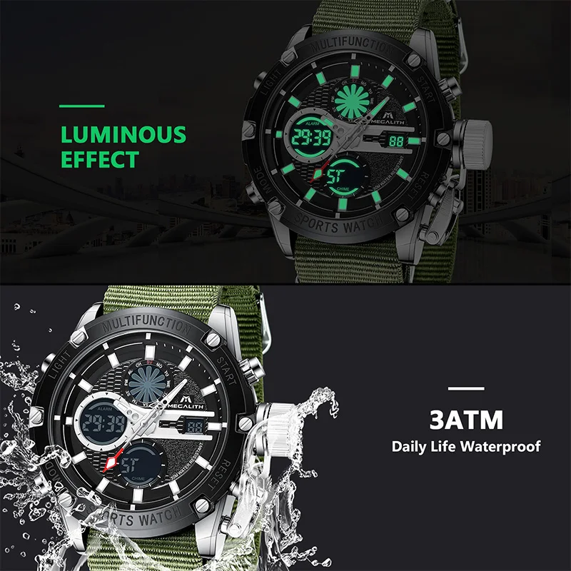 MEGALITH часы мужские спортивные водонепроницаемые Топ люксовый бренд аналоговые