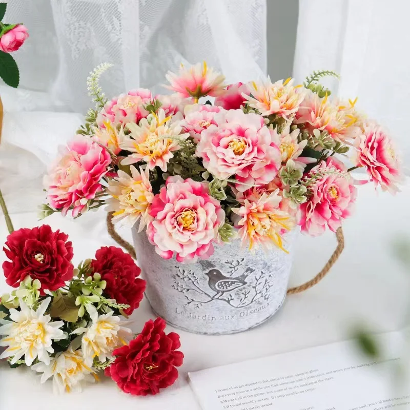 

Artificial Flowers 32cm Quality Bright Peony Fake Flower Outdoor Garden Window Frame Decoration Hotel Bathroom Decoration