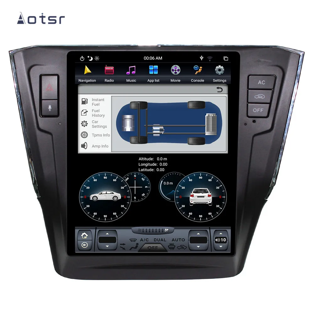 Автомобильный мультимедийный DVD плеер Aotsr Tesla с вертикальным экраном 10 4 дюйма Android