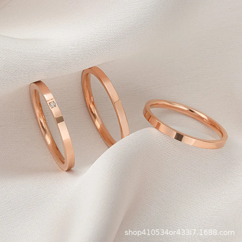 

3PCS/Set Simple Smooth Frosted Titanium Steel Ring for Women Couple Finger Fashion Thin Wedding Lover Girls Jewelry Gift