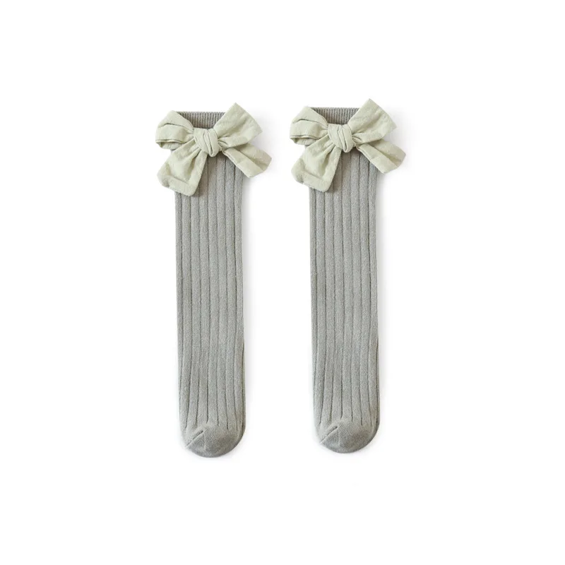 

Little Girl's New Solid Color Bowtie Decor Mid-Calf Spanish Style Hollow Out 100% Cotton Socks Fashion Summer Leggings
