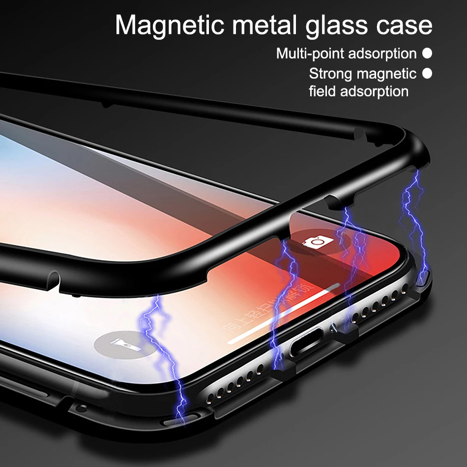 Роскошный 360 магнитный адсорбционный чехол для iPhone XR XS Max X Магнитный из