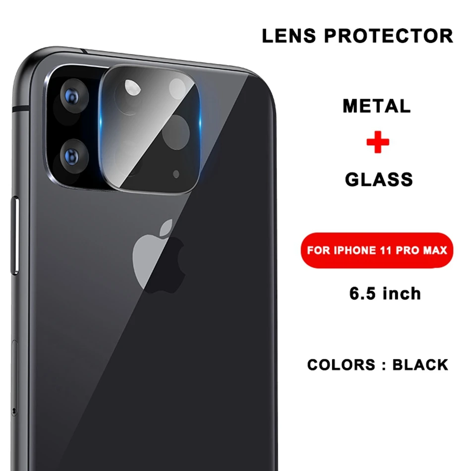 Закаленное стекло на iPhone 11 Pro X XS Max стеклянный объектив камеры протектор экрана для Apple iPhone11 Pro Max Защитная стеклянная пленка - Цвет: IP11 Pro Max Black