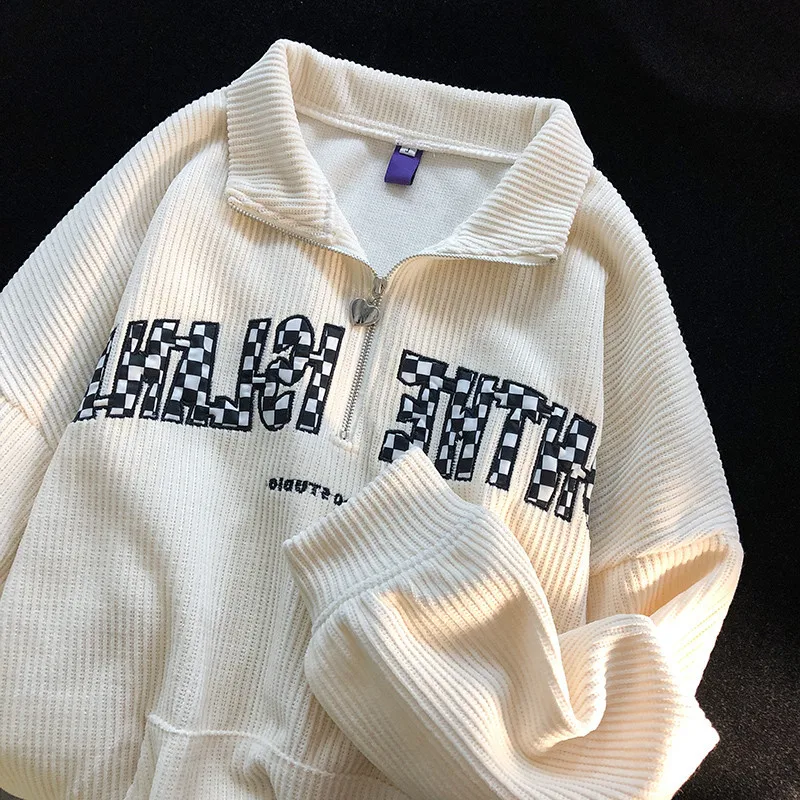 

Japanese Preppy Style Harajuku Hoodie Vintage High Streetwear Turn-Down Collar Oversize Sweatshirts Korean Chic Ulzzang Hoodies