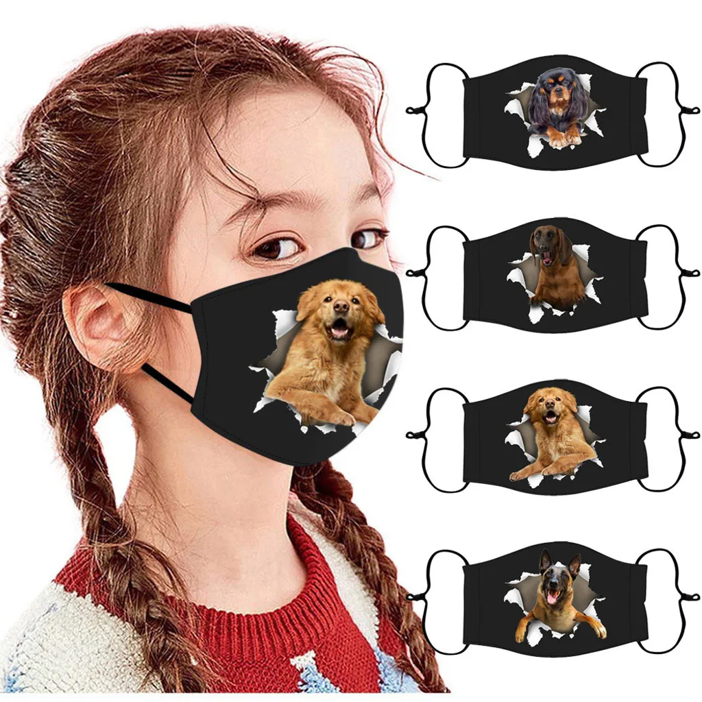 Детская Регулируемая хлопковая маска для лица ветрозащитная многоразовая с