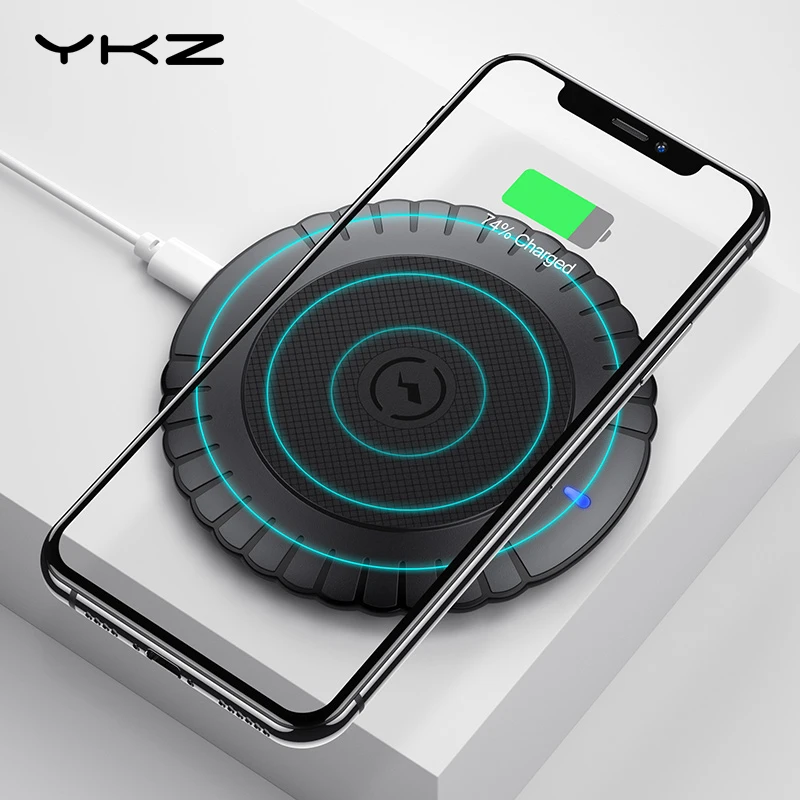10 Вт Qi Беспроводное зарядное устройство для iPhone X samsung S10 huawei YKZ портативный