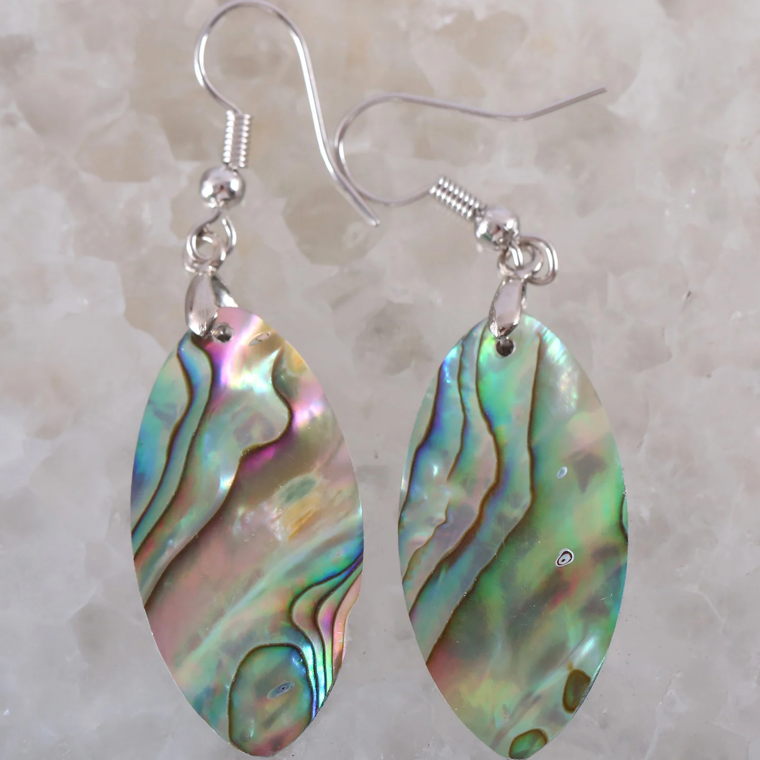 

Oval Bead Handmade Jewelry For Women Natural Blue New Zealand Abalone Shell Earrings 1Pair U269