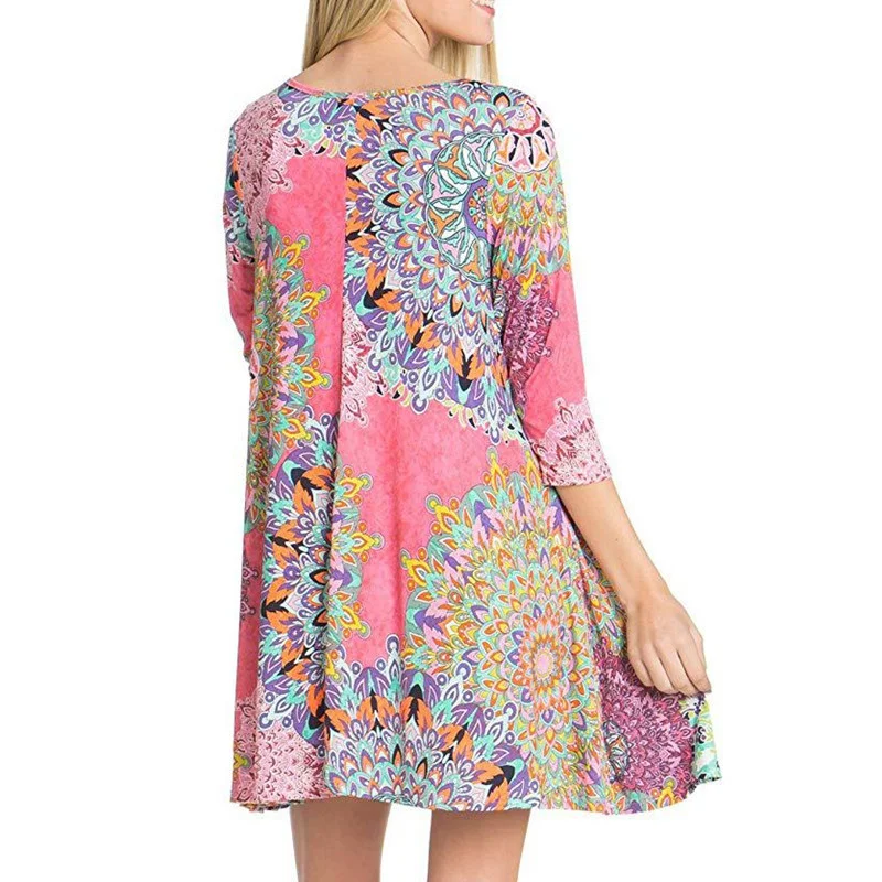 Летнее женское платье элегантной моды Vestidos Y2K для женщин на пляже в винтажном этническом стиле элемента Boho Casual Women Clothes Robe Femme.