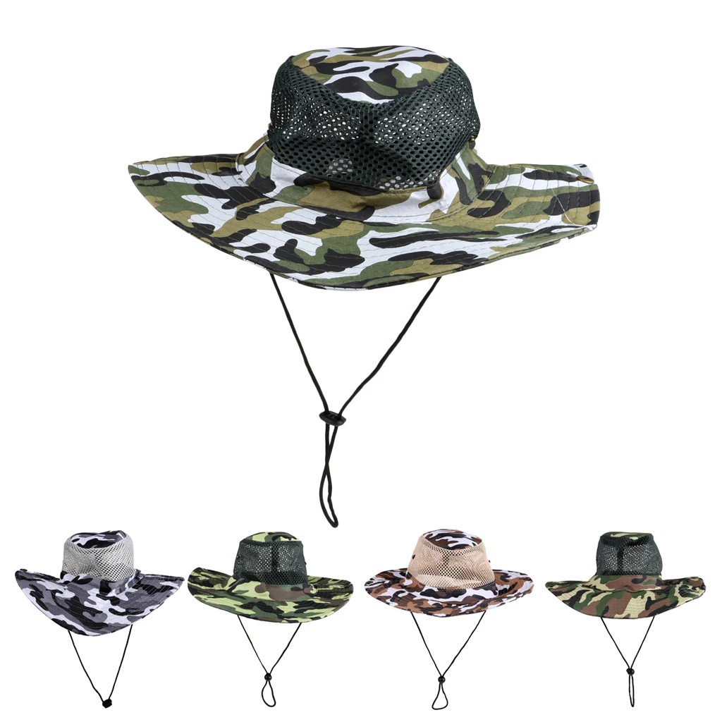 

Summer Mesh Bucket Safari String Hap Cap Men Women Fishing Beach