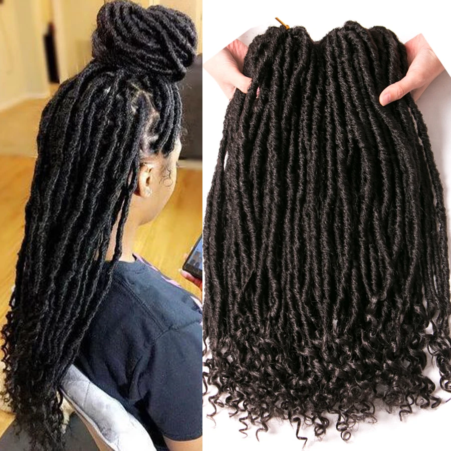 Focs Locs Curly Synthetic Hair Crochet Faux Braids Hair Extensions 18 Inch 20 Strands/pcs Dreads Hairstyle Ombre Crochet Braids