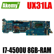 AKEMY UX31LA Laptop Motherboard For ASUS ZenBook UX31LA UX31L Original Mainboard 8GB-RAM I7-4500U CPU