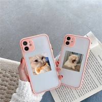 phone case for iphone 12 11 mini pro xr xs max 7 8 plus x cue cat matte transparent pink cover