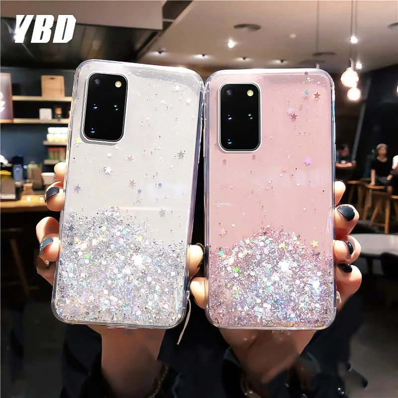 

YBD Soft Glitter Starry Phone Case for Samsung Galaxy A21s A51 A11 s9 s8 plus s20 s10 plus A50 A70 A40 A71 Case Cover Fundas