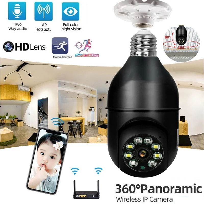 

2-мегапиксельная Беспроводная детская камера видеонаблюдения с Wifi 360 ° видео слежение за человеческим действием двусторонняя звуковая сигн...