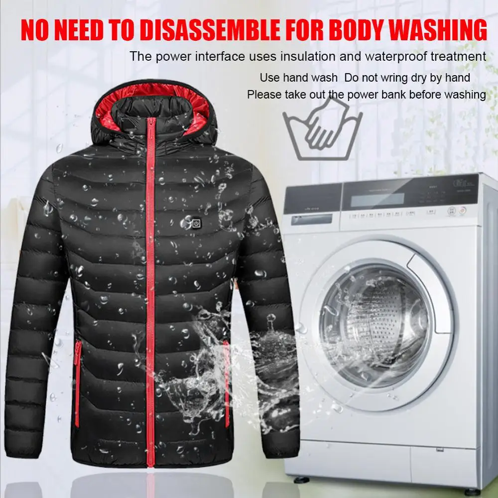 

2020 Men Women Heated Jacket Outdoor USB Infrared Heating Hooded Jacket Electric Thermal Clothing Coat For Hiking Heated Jacket