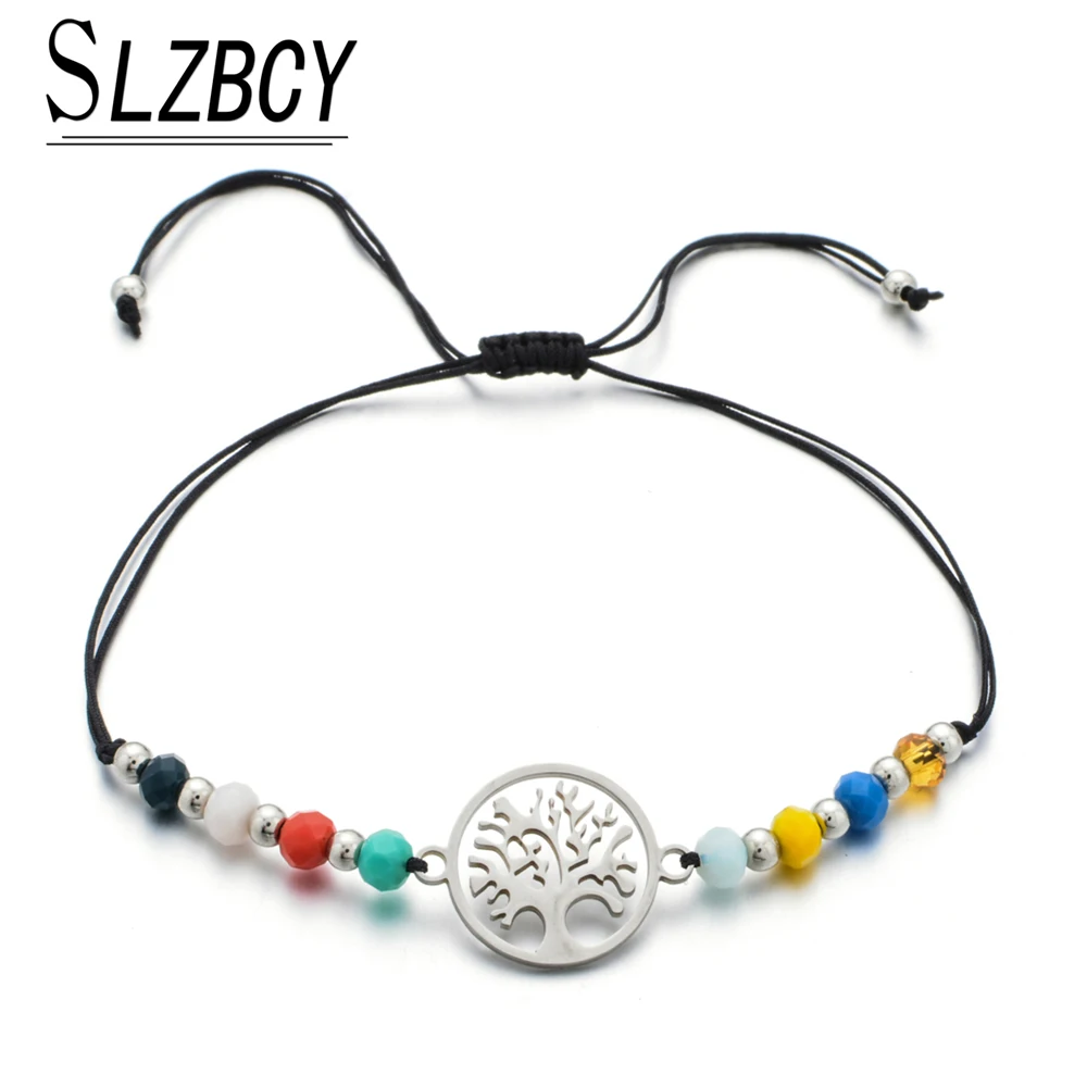 Женский браслет из нержавеющей стали с подвеской Древо жизни регулируемый
