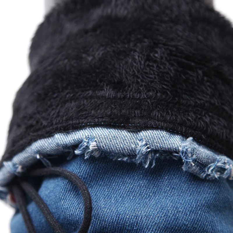 Женские синие джинсовые ботфорты Bottines модные зимние высокие сапоги на платформе