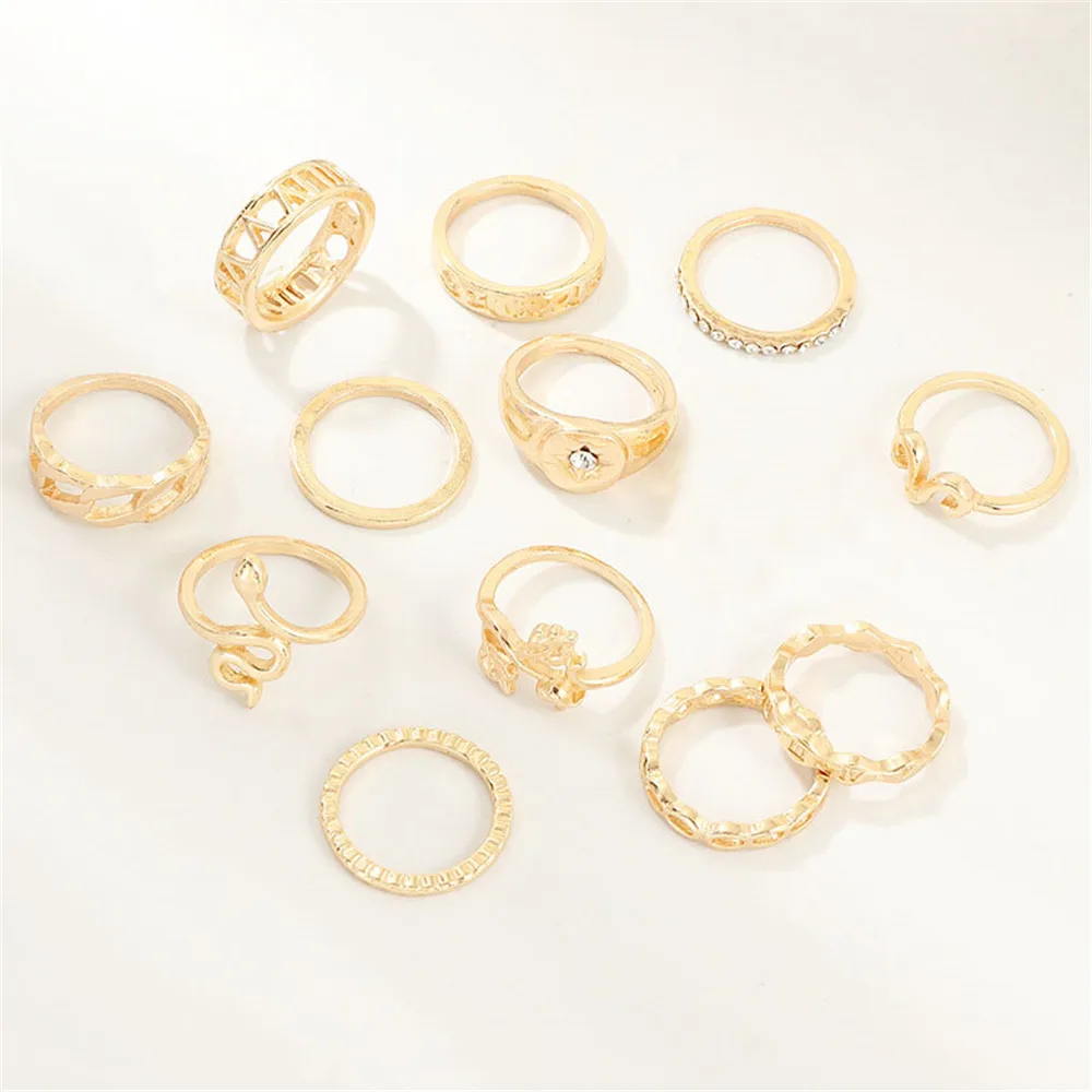 Женский винтажный набор колец MLING 12 шт./компл. с кристаллами из золотого сплава