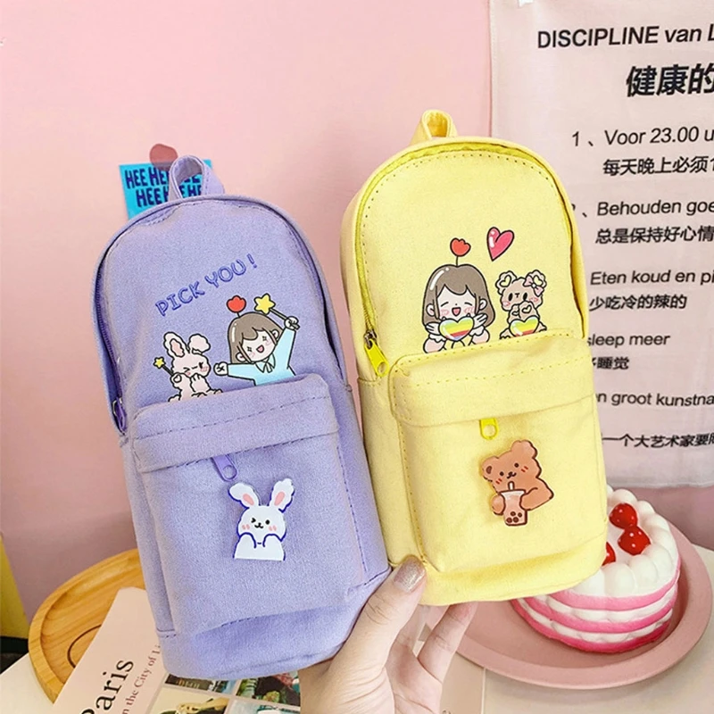 

Ins Style Cute Pen Pencil Bag Cartoon Large Capacity Schoolbag Shape Storage Bag C90C