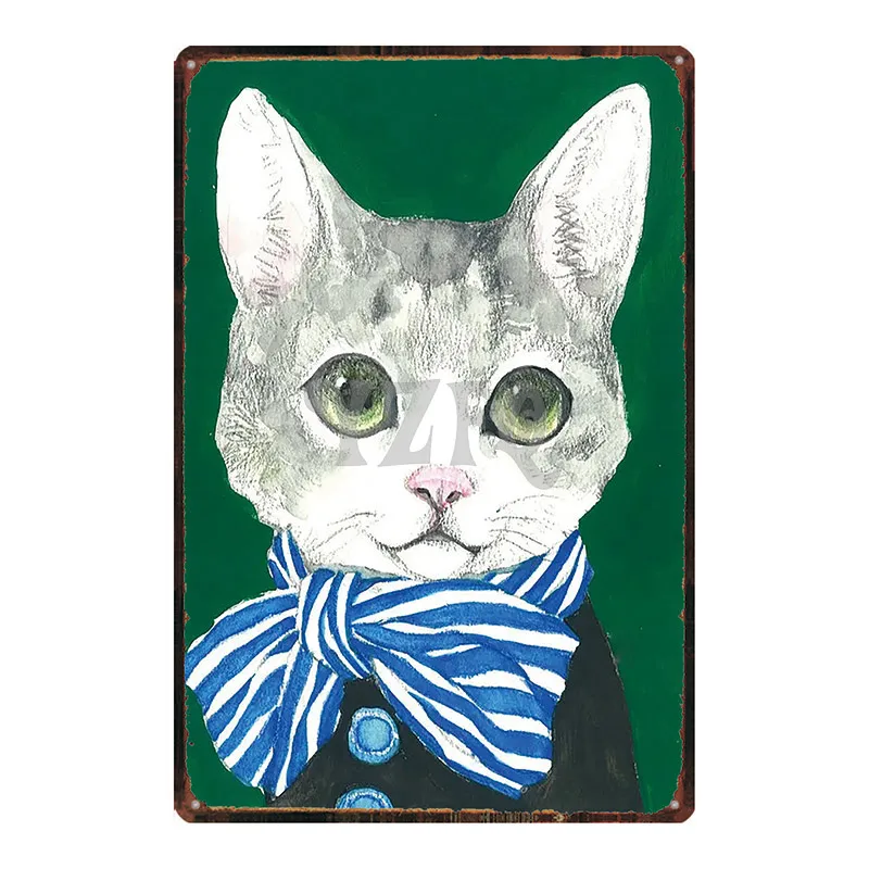 

Japanese Cat Sign Plaque Metal Vintage Metal Plate For Wall Poster Bar Art Home Decor Cuadros DU-2897