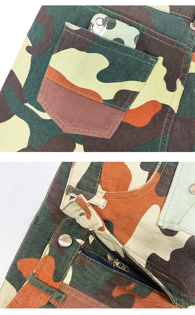 2022 new men's street personality stitching patch straight slim ripped jeans European and American fried street fashion men