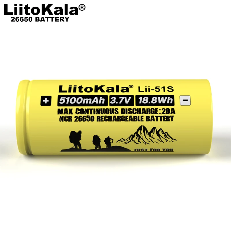 Перезаряжаемая литиевая батарея Liitokala LII-51S 26650 20 А 26650A 3 7 в 5100ма 1-10 шт. Подходит для