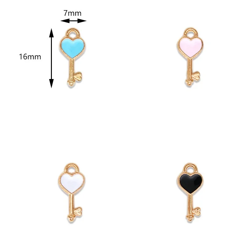 подвески для украшений 10 шт. 16 * 7 мм в форме сердца эмаль ключей кулон сделай сам