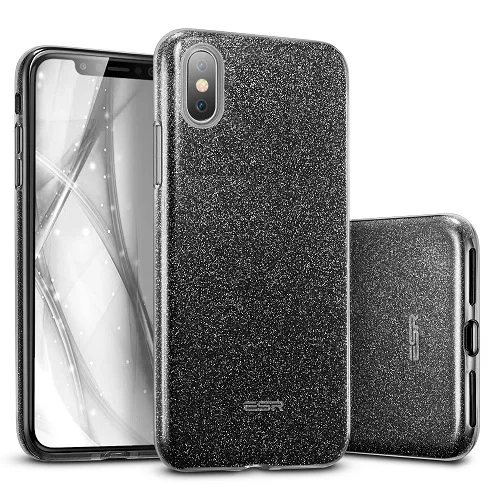 ESR чехол для iPhone X XS XR XS Max Роскошная задняя крышка Блестящий защитный бампер чехол с блестками для iPhone 7 8 Plus Fundas - Цвет: Black