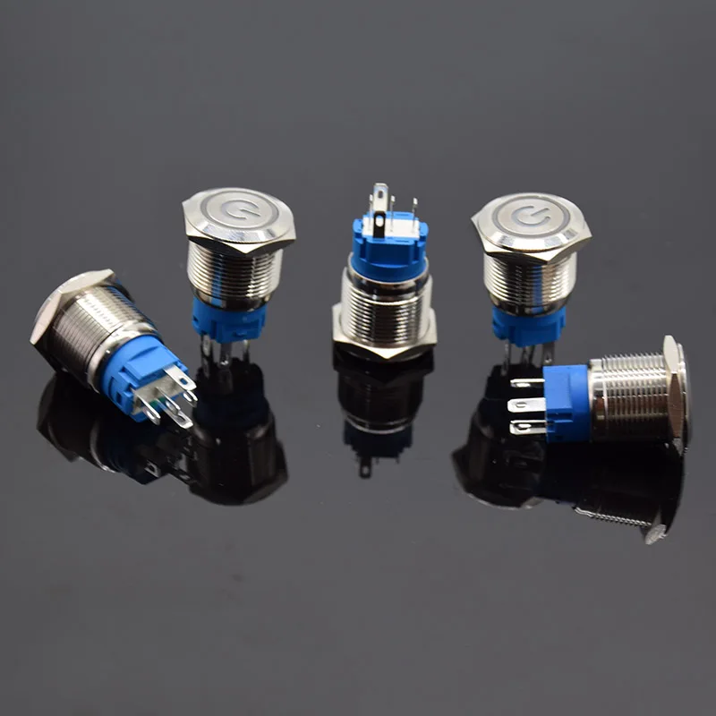 Металлический кнопочный переключатель питания 19 мм латунный плоский Круглый