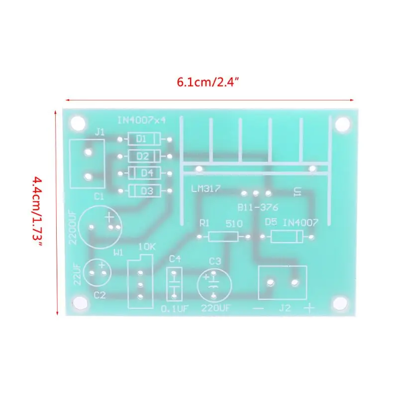 

LM317 Adjustable Power Supply Board With Rectified AC DC Input DIY Kit 203B