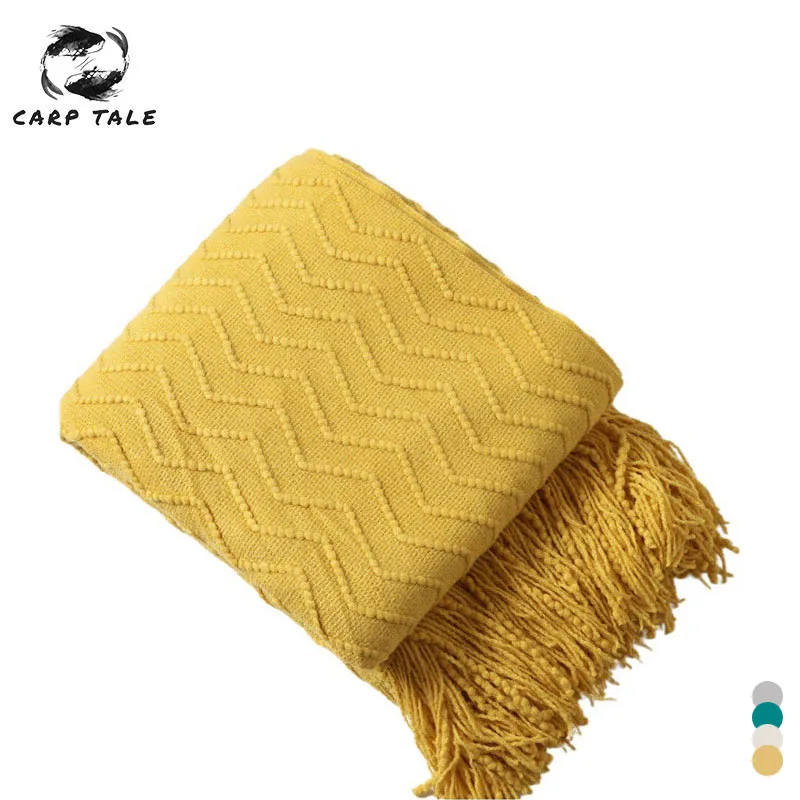 

Knitted Sofa Blanket Stripe Throw Blanket For Sofa Office Picnic Stitch Bedspreads For Bed Cover Home Soft Blankets With Tassels