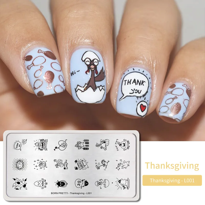 Thanksgiving Day1 BORN PRETTY дизайн ногтей штамп штамповка шаблон цветок геометрии любовь DIY маникюр изображение пластины из нержавеющей стали дизайн ногтей трафарет - Цвет: Thanksgiving Day1