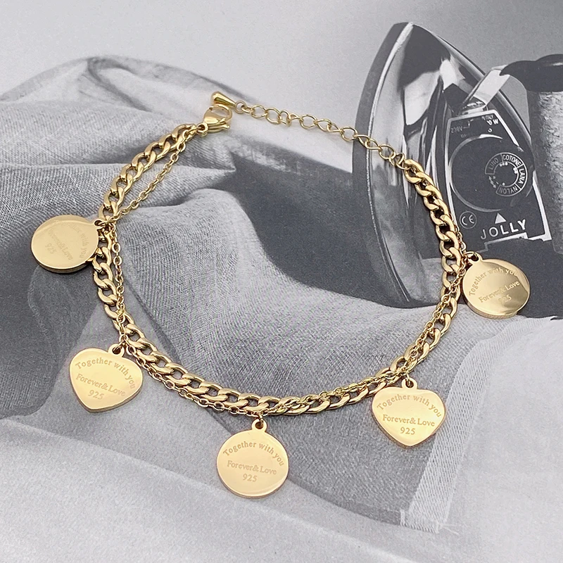 

Простой геометрический браслет Lanruisha с буквами из нержавеющей стали, стильный браслет-цепочка для унисекс, лучший подарок, модные украшения