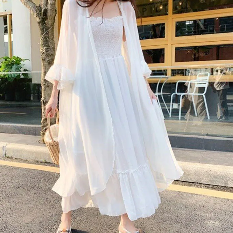 Летняя пляжная одежда Geskeey в богемном стиле длинное кимоно кардиган однотонная